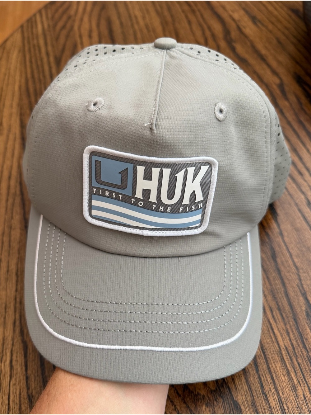 Huk Gray Cap with Blue and White Logo Patch